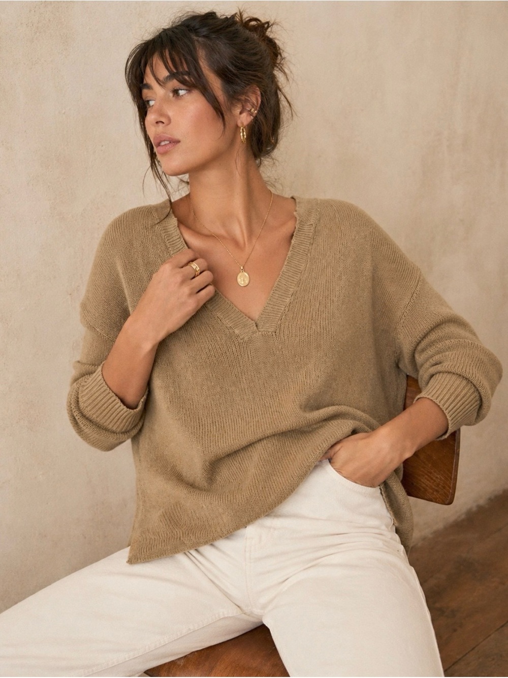 Part Two Linen Cotton Lightweight Beige Tan Sweater Beachy Summer XS Nasara PW